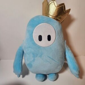 Fall Guys Ultimate Knockout Blue Bean Plush with Gold Crown Devolver Mediatonic